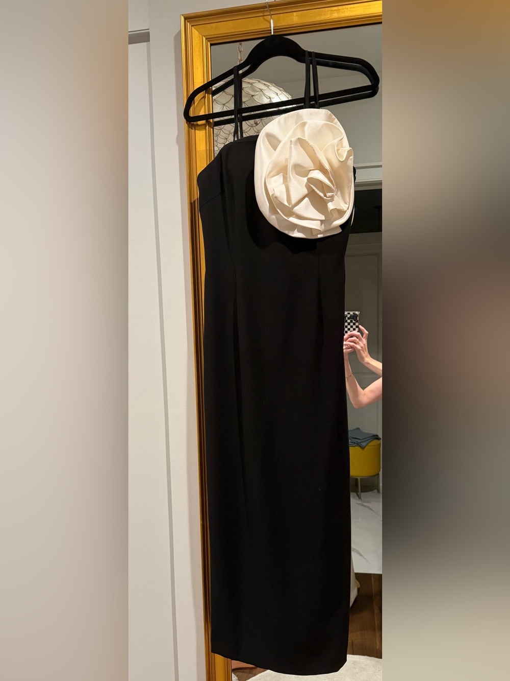 Muse by Marchesa Black Strapless Gown with Ivory Floral Detail 8 tailored down 6